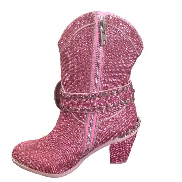 Pink Rhinestone Cowboy Boots Size 11 New in Box - Picture 3 of 10